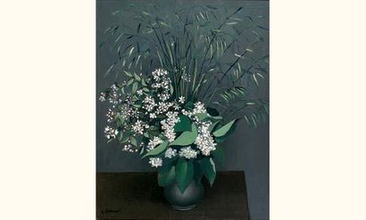 null Georges ROHNER (1913-2000).
"Le bouquet de lilas".
Huile sur toile, signée en...