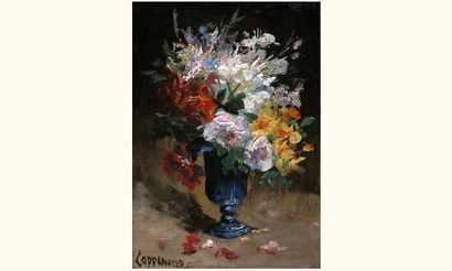 null Jacques VAN COPPENOLLE (1878-1915) 
« Bouquet de fleurs » 
Huile sur panneau,...