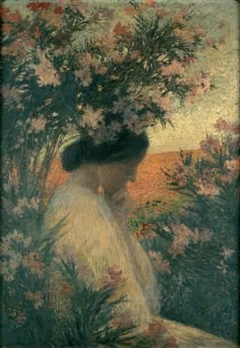 null Henri MARTIN (Toulouse 1860 - Paris 1943)
Femme en méditation dans un bosquet...
