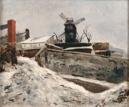 null *Marcel leprin (Cannes 1891 - Paris 1933)
Le moulin de la galette sous la neige,...