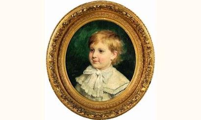  Albert ANKER (Anet près de Berne 1831-1910) Portrait d'un jeune garçon blond au...
