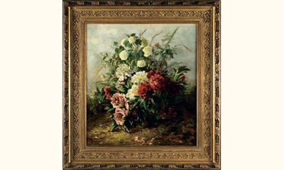 null Marie REVILLON (deuxième moitié du XIXe siècle)
Bouquet de pivoines et boules...