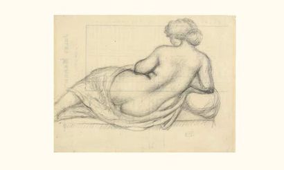 null Aristide MAILLOL (1861-1944)
Nu de femme allongée
Crayon noir sur papier, imprimé...