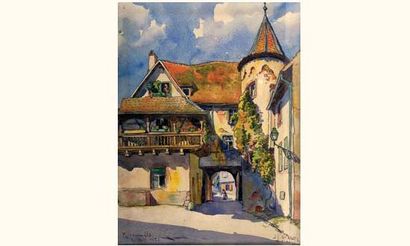 null Jean-Jacques waltz, dit HANSI (1873-1951)
Vieille maison à la tour d'angle à...