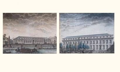 null Ecole néoclassique, fin du XVIIIe siècle
vue d'un bâtiment en bordure de fleuve
Vue...