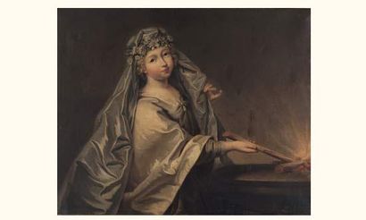 null Ecole française du XVIIIe siècle
jeune fille figurée en vestale
Huile sur toile....