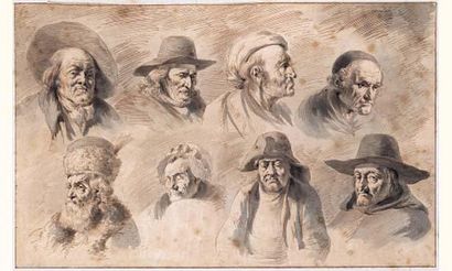 null Jean-Jacques de BOISSIEU (Lyon 1736-1810)
Etudes de huit têtes d'expression...