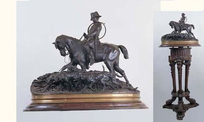 null Pierre-Jules MÈNE (Paris 1810-1879)
Valet de chiens à cheval menant sa meute
Important...