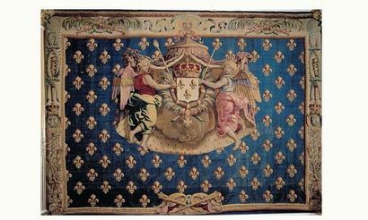 null Chancellerie en tapisserie de la Manufacture Royale des Gobelins en laine, soie...