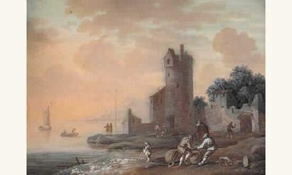 null Ecole Hollandaise du XVIIIe siècle

retour de pêche au crÉpuscule auprès d'une...