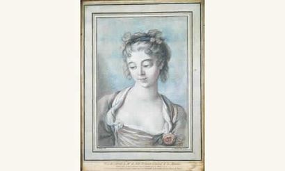 null Louis-Marin BONNET d'après François Boucher 
 

jeune femme, une rose au corsage...