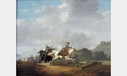 null Joseph SWEBACH DESFONTAINES 
(Metz 1769 - Paris 1823)
COMBATS DE CAVALERIE
Paire...