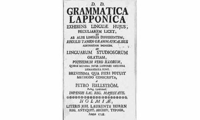 null FIELLSTRÖM (Petro) D.D Grammatica Lapponica exhibens Linguae hujus, Peculiarem...