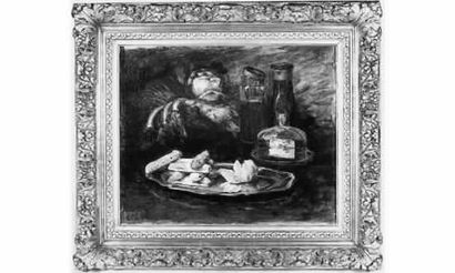 null F. LEVESQUE, XIXe siècle. NATURE MORTE AUX BISCUITS. Huile sur toile, signée...