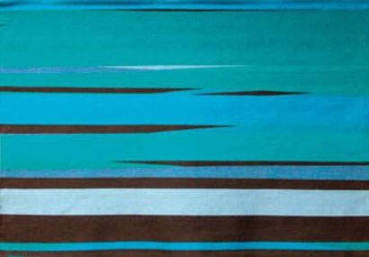 null Philippe MORISSON, né en 1924
Horizontalité bleue
Tapisserie tissée par l'Atelier...