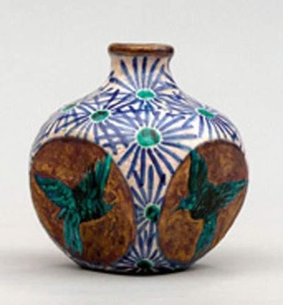 null Édouard CAZAUX (1874-1989), entourage de
Vase à panse quadrangulaire et col...