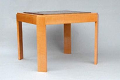 null TRAVAIL ANONYME XXe siècle
Table à jeu en placage de bois clair de forme carrée,...