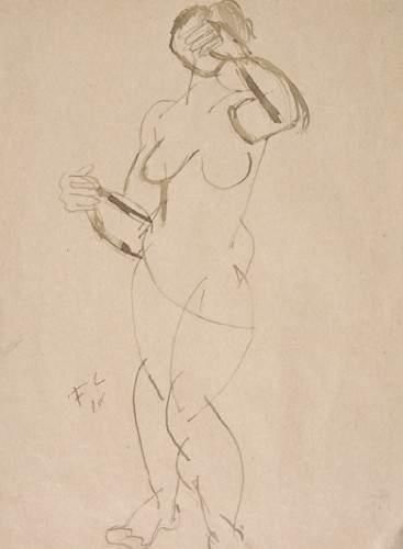 null Fernand LEGER (1881 - 1955)
“NU DEBOUT”, 1910

Encre et lavis d'encre sur papier...