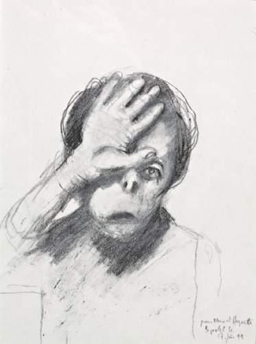 null Jean RUSTIN (1928)
“LA CRAINTE”, 1999

Crayon gras sur papier dédicacé 
en bas...