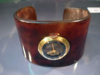 null MORABITO, montre de dame boîtier rond bracelet écaille rigide