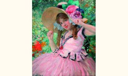 null Gennaro BEFANIO dit BEFANI, (1866-?)
« Jeune femme au chapeau à fleurs dans...