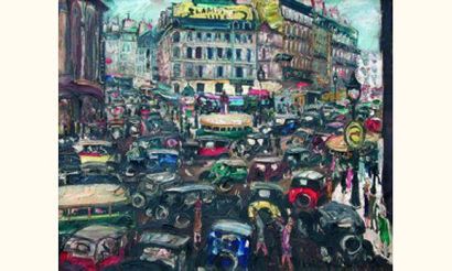 null Lucien GÉNIN, (1894-1953)
« Affluence d'automobiles dans un quartier parisien...