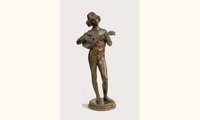 null Paul DUBOIS 1829-1905

"Le joueur de mandoline"

Epreuve en bronze à patine...