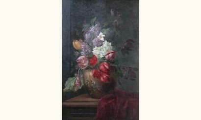 null M. DUVIVIER XIXe siècle

"Bouquet de lilas et tulipes"

Huile sur panneau signée...