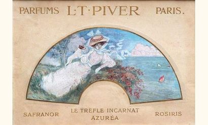 null L.T. Piver - (années 1920)
Elégant panneau publicitaire lithographié polychrome...