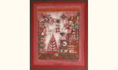 null Manuel CARGALEIRO né en 1927
Composition au fond rouge, 1976
Huile sur toile...