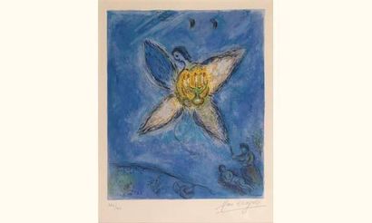 null Marc CHAGALL et Charles SORLIER
Couple et ange au chandelier à sept branches
Lithographie...