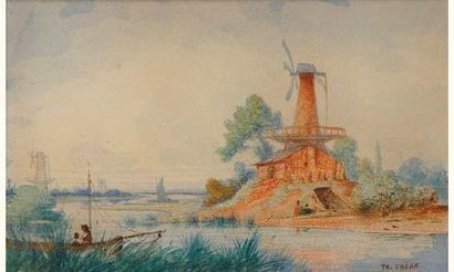 null Théodore FRERE 1814-1888
Les Moulins au bord de la rivière
Aquarelle signée...