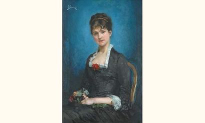 null Julius STEWART 1855-1919
Portrait d'une dame de qualité, 1877
Huile sur toile,...