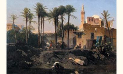 null Charles-Théodore FRERE 1814-1888
Animation auprès de la ville arabe
Huile sur...