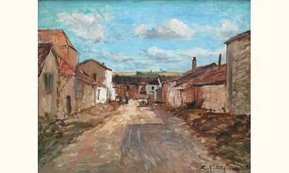 null Edmond PETITJEAN 1844-1925
Rue de village
Huile sur toile signée en bas à droite
50...