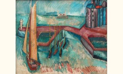null Jean DUFY 1888-1964
Voiliers dans le bassin du port
Huile sur toile signée en...