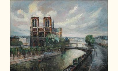 null FRANK WILL 1900-1951
Coup de soleil sur Notre Dame et la Seine à Paris
Huile...