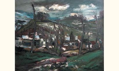 null Anders OSTERLIND 1887-1960
Village dans un paysage valloné
Huile sur toile signée...