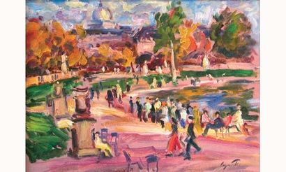 null Sergio TELLES né en 1936.
“Le jardin du Luxembourg”.
Huile sur toile signée...