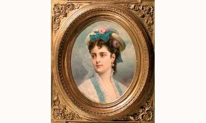 Anton EBERT 1845-1896. “Portrait de femme...