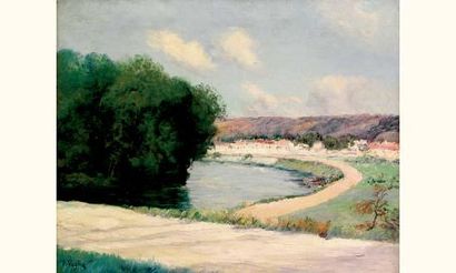 null Paul VOGLER - 1852-1904

VILLAGE AU BORD DE LA RIVIÈRE

Huile sur toile signée...