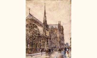 null Frédéric-Anatole HOUBRON - 1851-1908

ABSIDE DE NOTRE-DAME

Aquarelle et rehauts...