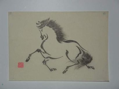 null JAPON
Dessin préparatoire d'Aoyama, cheval cabré. Vers 1930.