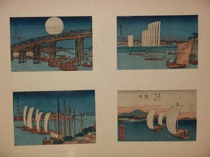 null JAPON
Quatre estampes de Hiroshige, vues de bords de mer. Vers 1900.