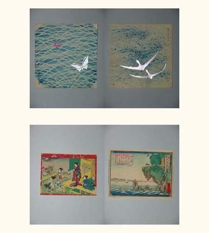 null JAPON
Quatre estampes de Hiroshige et autres, à sujets divers. Vers 1880.
