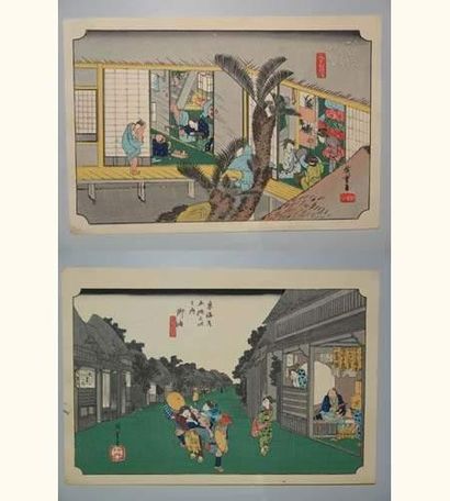 null JAPON
Deux estampes de Hiroshige, série de la Grande Tokaido, station 36 « Goyu »...