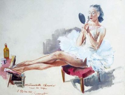 null Pierre-Laurent BRENOT (1913-1998). « Mademoiselle Chauviré ».
Gouache couleurs...
