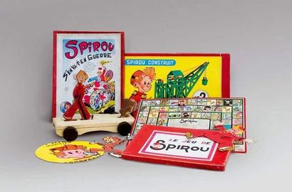 null « Spirou ». Le jeu de Spirou.
Superbe et rare jeu de l'oie vendu en 1946, complet...