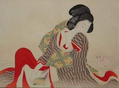null JAPON
Estampe érotique de Shuntei, représentant une jeune femme.
Vers 1890.