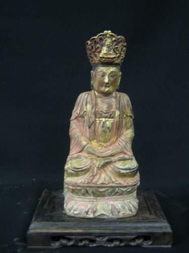 null T'SING (XVIIIe siècle)
Bodhisattva assis en méditation sur un trône, la tête...